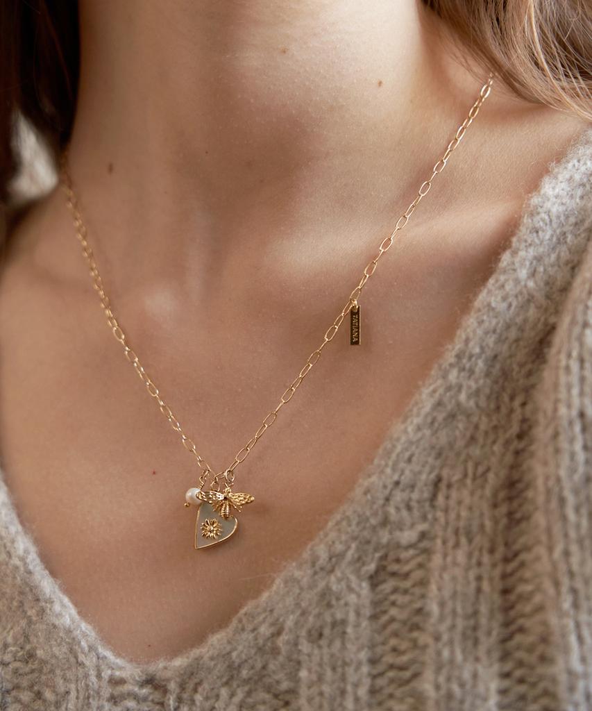Tatiana Necker Flower Heart Necklace_Nz1139