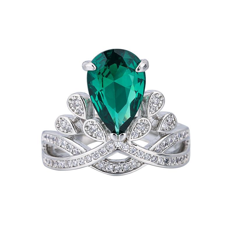 Jewelry Copper Bottom Gold-Plated Retro Simulation Color Treasure Red Corundum Design Crown Ring Women 8 * 12