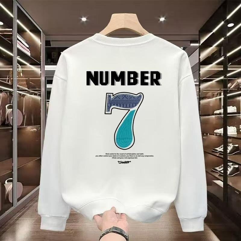 

Top-Selling Men s No. 7 Long Sleeve Sweatshirt - Trendy Autumn/Winter High-Quality Hua Cotton Crew Neck. 5XL