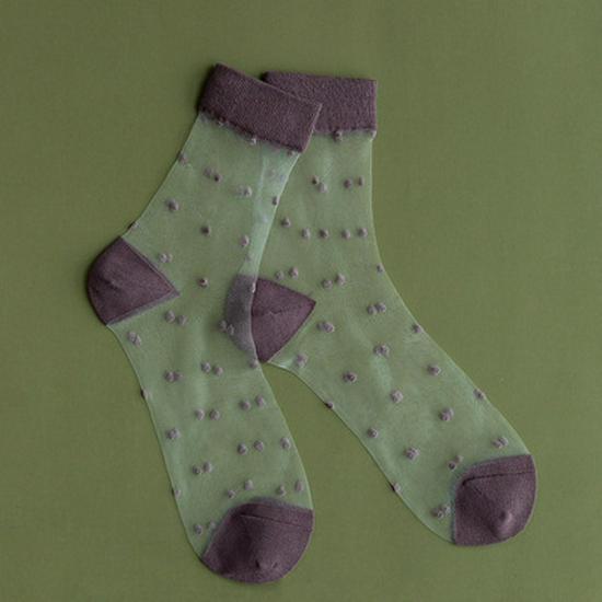 

Летние тонкие длинные женские носки с кристаллами — дышащие и стильные узоры в горошек. One Size (34-41)