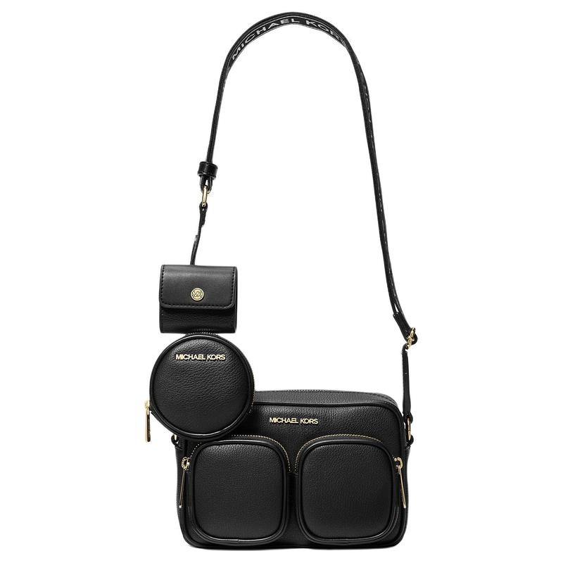 MICHAEL KORS Jet Set Item Exterior Pocket Brand Logo Leather Crossbody Medium Women s Black чёрный