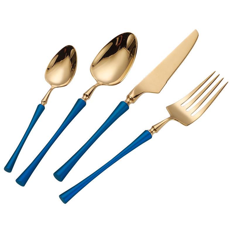 Stainless Steel Small Waist Cutlery Set: Steak Knife, Fork, Dessert Spoon, Mirror Finish.