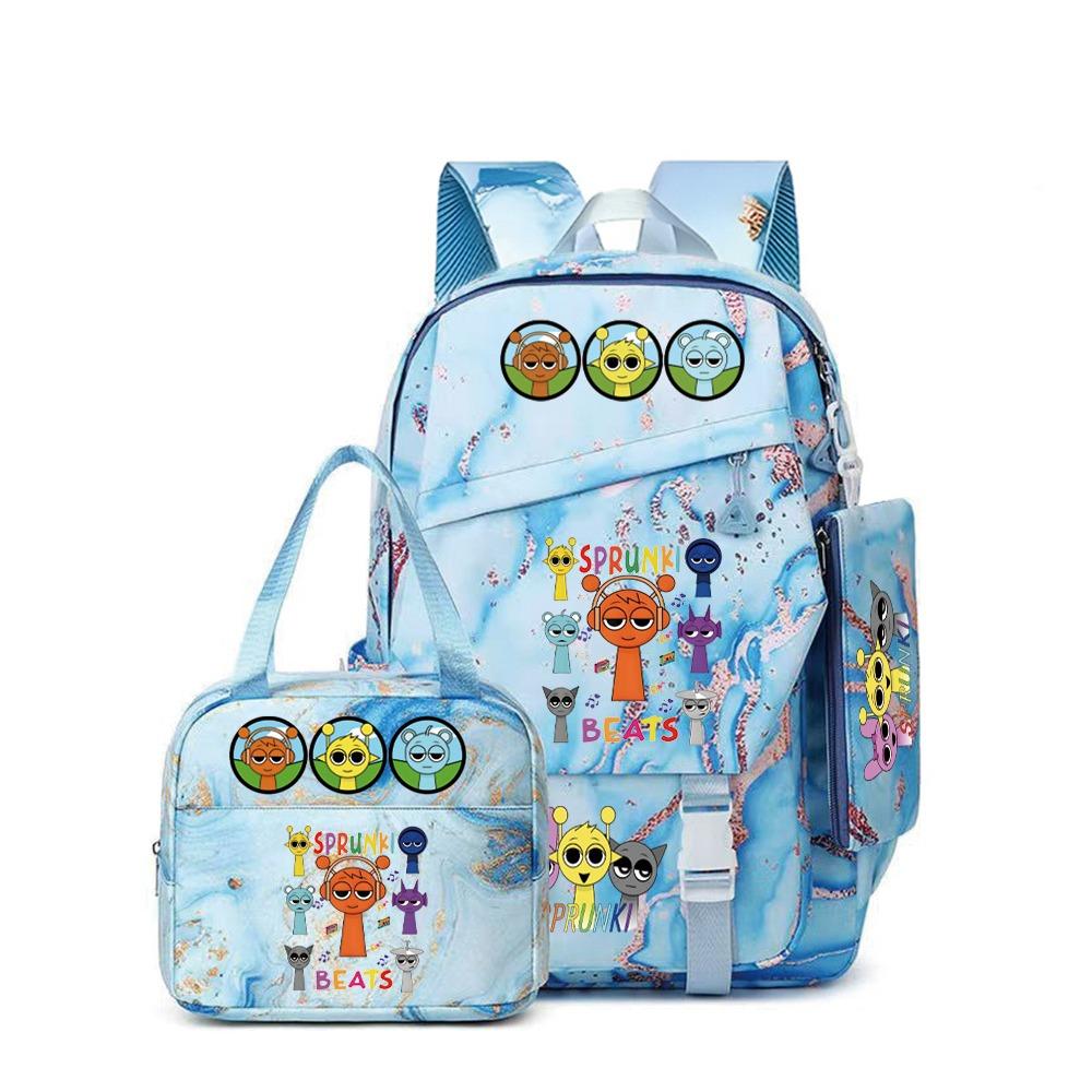 Nová rytmická krabička Sprunki hudební hra školní batoh penál třídílná sada student tepelný přenos batoh D