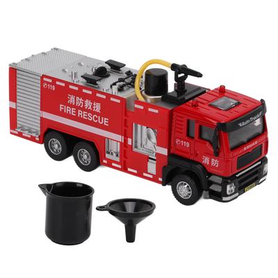 150 Water Tank Fire Truck Model Alloy Pull Back Water Spray Fire Truck Toy for Boys and Girls