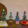 Mini Christmas Trees With LED Light Decor Tabletop Crafting DIY Christmas Gift Green Brush Trees Plastic Winter Snow Ornaments
