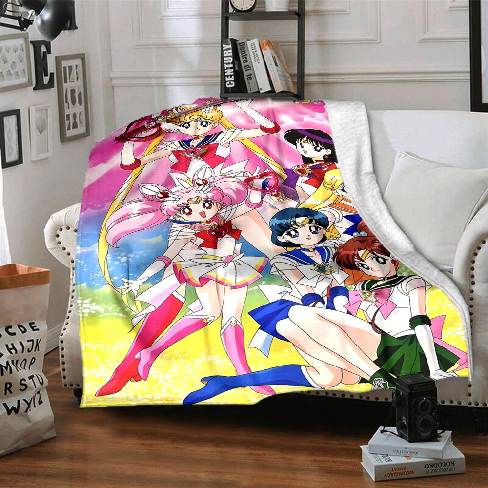 1pc Sailor Moon Adventure Flannel Blanket for Super Soft Cute Comfort Blanket for Travel Bedding Couch Sofa Blanket Y73022