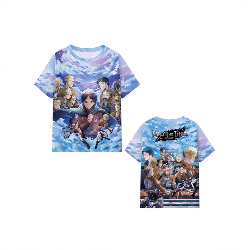 Attack on Titan 3D Digital Print T-Shirt for Men Women, Classic Anime Design, Soft Polyester Casual Short Sleeve Tops