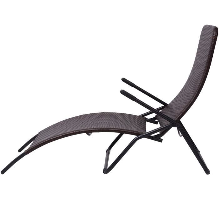 VidaXL Chaise longue pliable résine tressée marron 42945