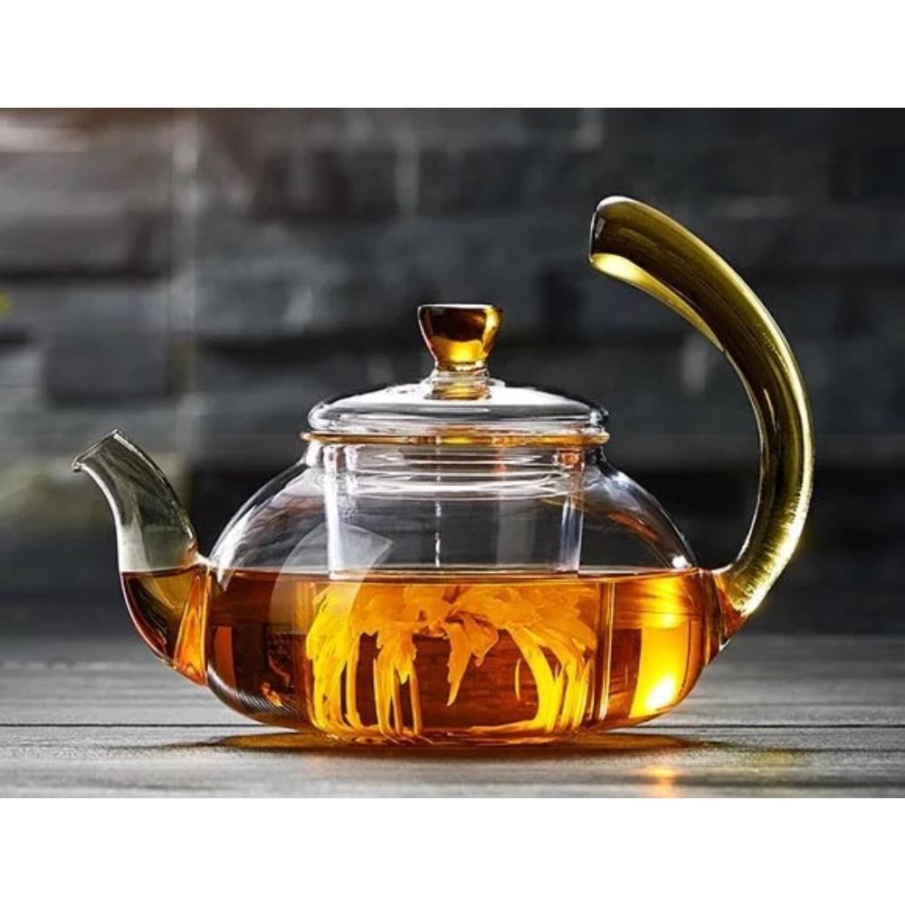 High Temperature Resistant Glass Teapot Thickened Brewing Teapot Flower Teapot Tea Set Office Thickened Glass