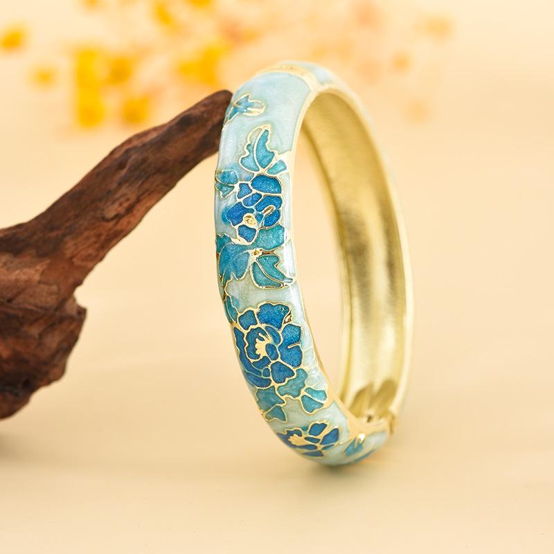 Cloisonné Pfingstrosenblüte Mode Armband - Perfektes Souvenir Geschenk für Freundin oder Mama