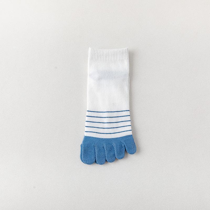 Fünf-Zehen-Socken, Damen-Streifen-Baumwollsocken, Atmungsaktiv, Anti-Sportler und Schweißabsorbierend, Kurze Socken mit Zehentrennung, Sport-Baumwollsocken