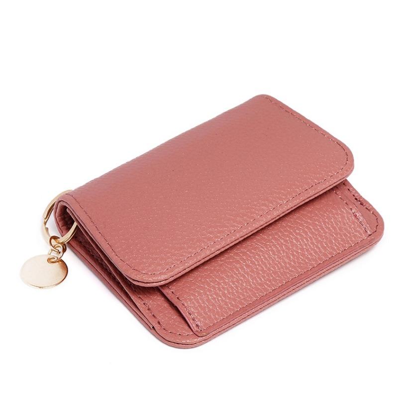 

New women s wallet, short fashion clutch bag, multi-card card bag, zipper change bag. темно-розовый