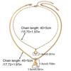 18K Gold Plated Double Layer Necklace with Sun Pendant & Diamond-Inlaid Alphabet Charms