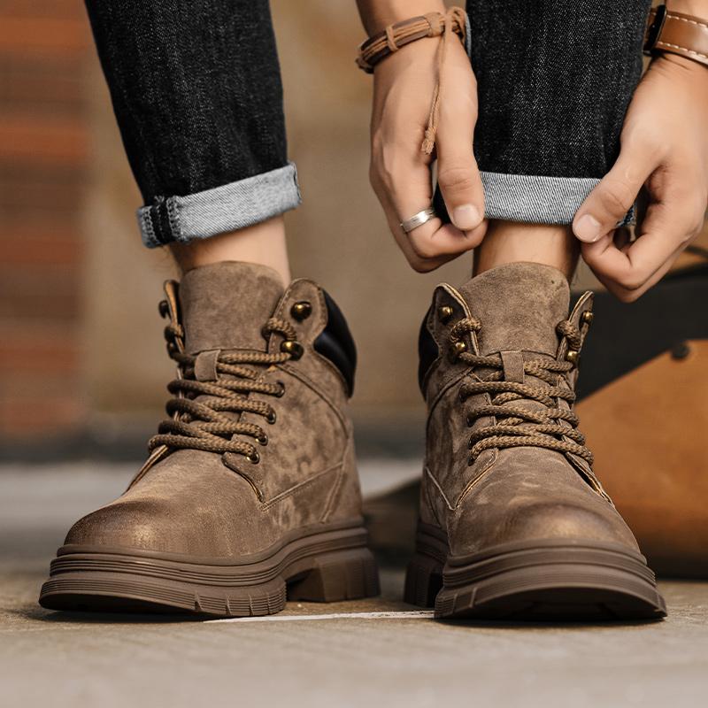New Men's Boots High Top Casual Sports Shoes for Men Designer Anti-Slip Ankle Boots Outdoor Thick Sole Men Working Boots