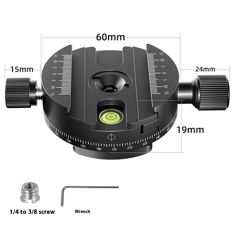Qj-08/Qj-08S 360° Panoramic Rotating Quick Release Plate Clamp Tripod Head Universal Camera Photography Quick Release Base