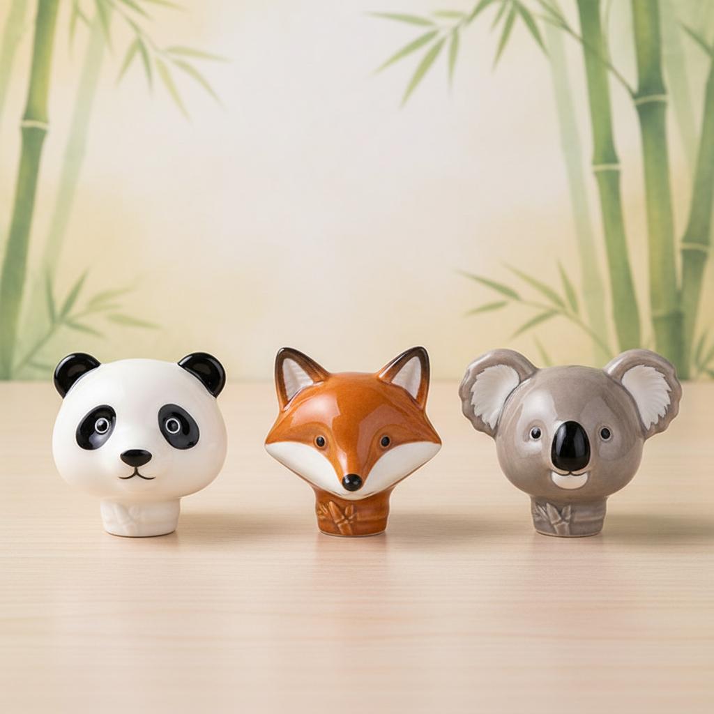 Ceramic Cabinet Knob Single Hole Design Panda Koala Shapes for Furniture Decoration