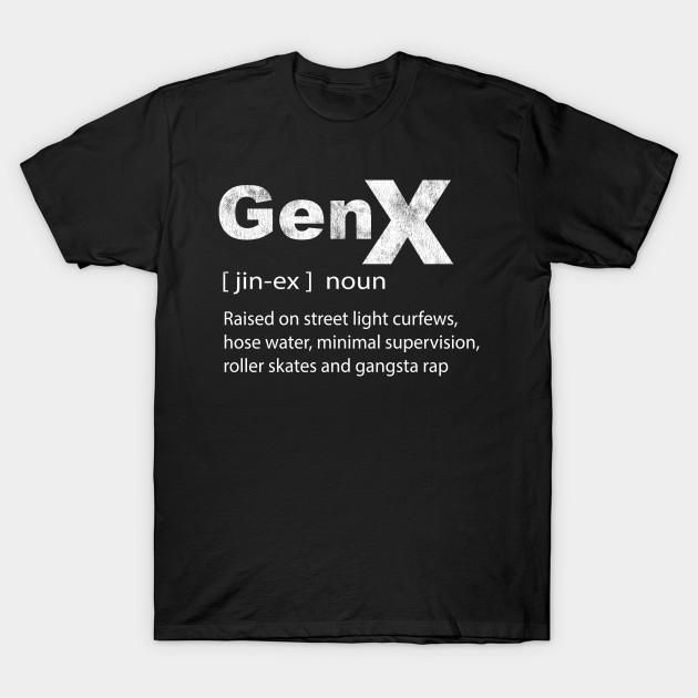 

Мужская черная футболка с принтом Gen X Definition Хип-хоп Ностальгический юмор Печать на бумаге для переноса без обрезки Хлопковая футболка S чёрный