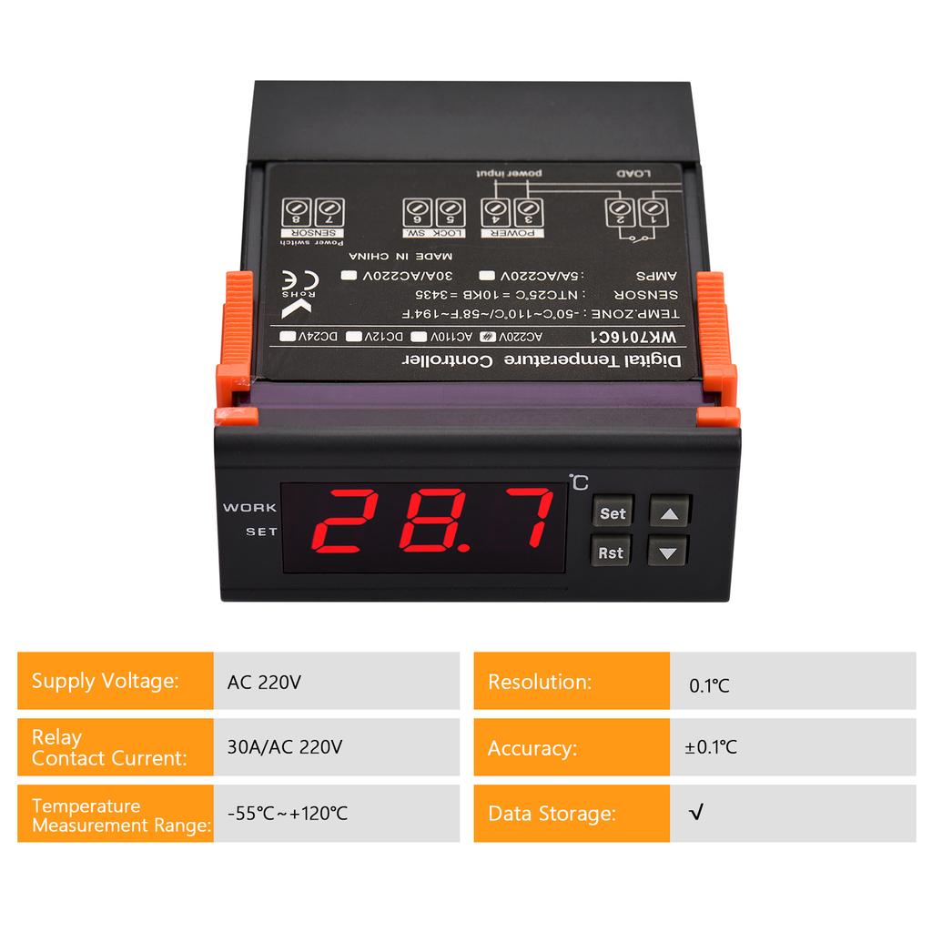 5A Digitaler Temperaturregler WK7016C1 Intelligenter Temperaturregler AC 220V Kühlschrank