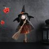 Halloween Witch Decoration Soft Cloth Gauze Skirt Mini Broom Witch Stuffed Doll Hanging Ornament Festival Witch Figurine Pendant Halloween Decoration