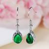New Product Water Droplet Shaped Emerald Earrings Simple Elegant and Fashionable