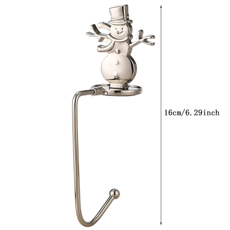 

Creative Metal Christmas Snowflake Stocking Holders Mantle Stocking Hanger Hooks for Fireplace Xmas Party Decoration Snowman серебряный
