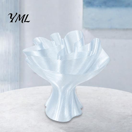 Eco Friendly PLA Material Vase Bouquet Wrap Vase, 3D Printed Translucent Flower Artistic Glossy Centerpiece Silky Table Modern Decorative Vessel