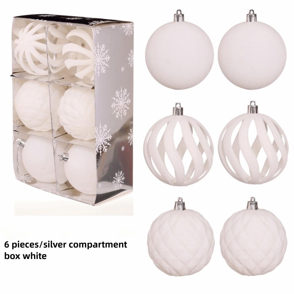 6Pcs/Box 8CM Velvet Christmas Hanging Balls DIY Plastic Christmas Tree Ornament Christmas Flocked Ball Set Holiday Celebration