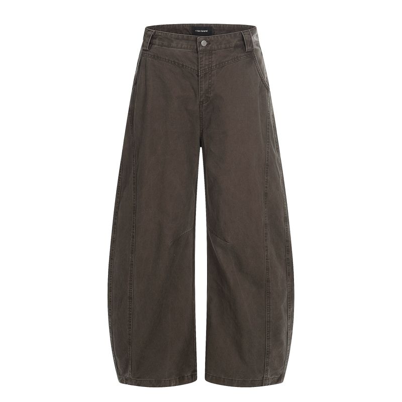 Kisko American Retro Style Exposed Seam Washed Vintage Work Pants Unisex Loose Straight Casual Knife-Cut Pants