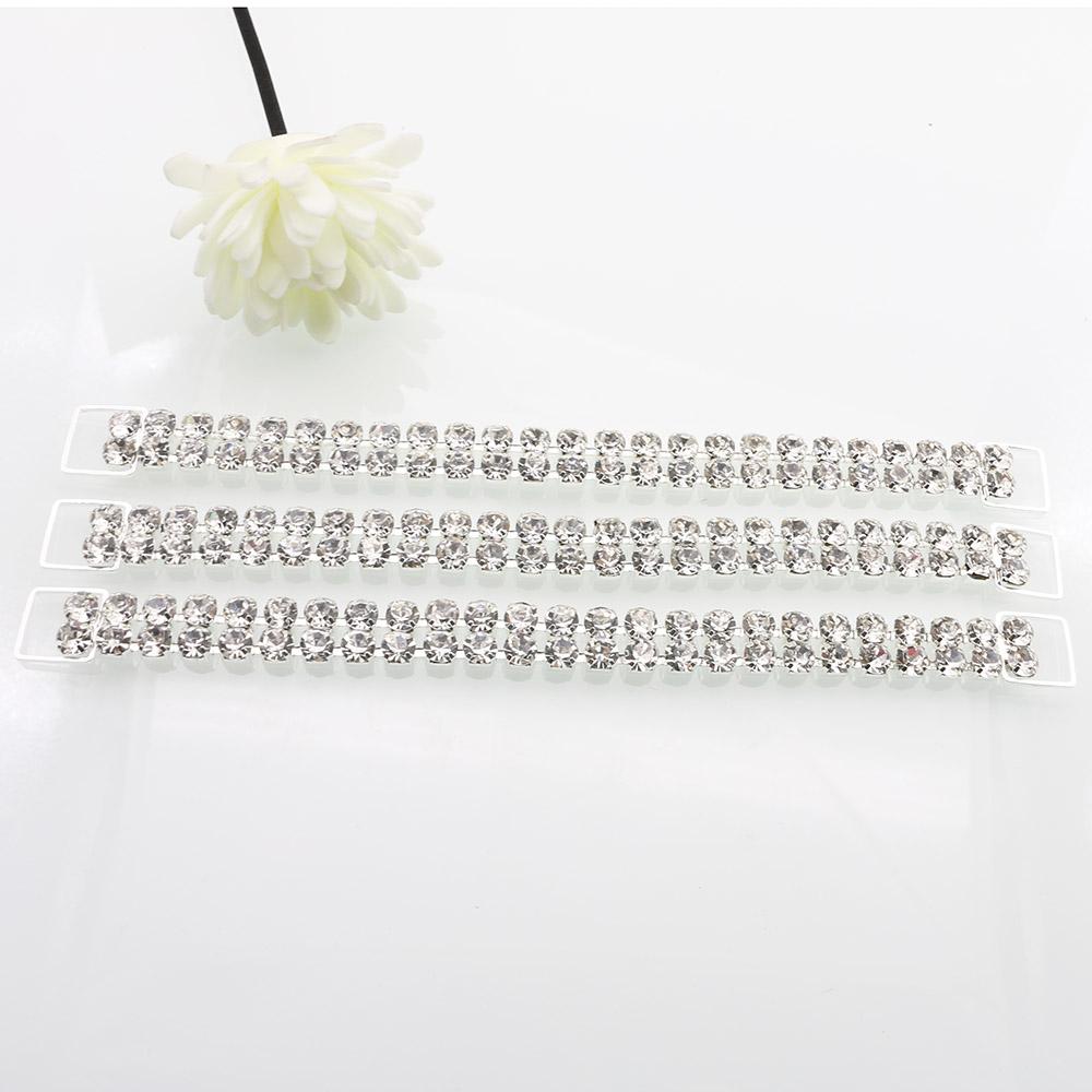 

6pcs13 * 160MM Double Row Rhinestone Gold And Silver Decorative Chain/bikini Connecting Buckle For Shoulder Strap Clothing Acces