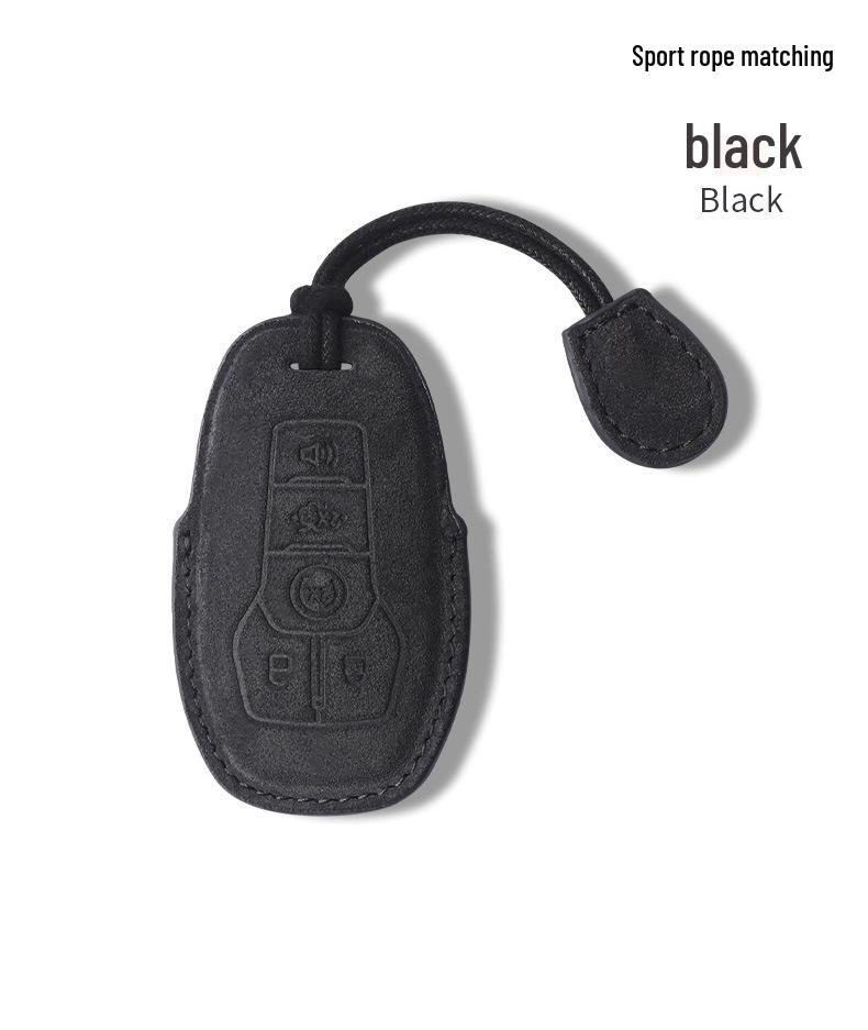 Genuine Leather Key Case for 2017-18 Ford Explorer/Mustang with Suede Buckle