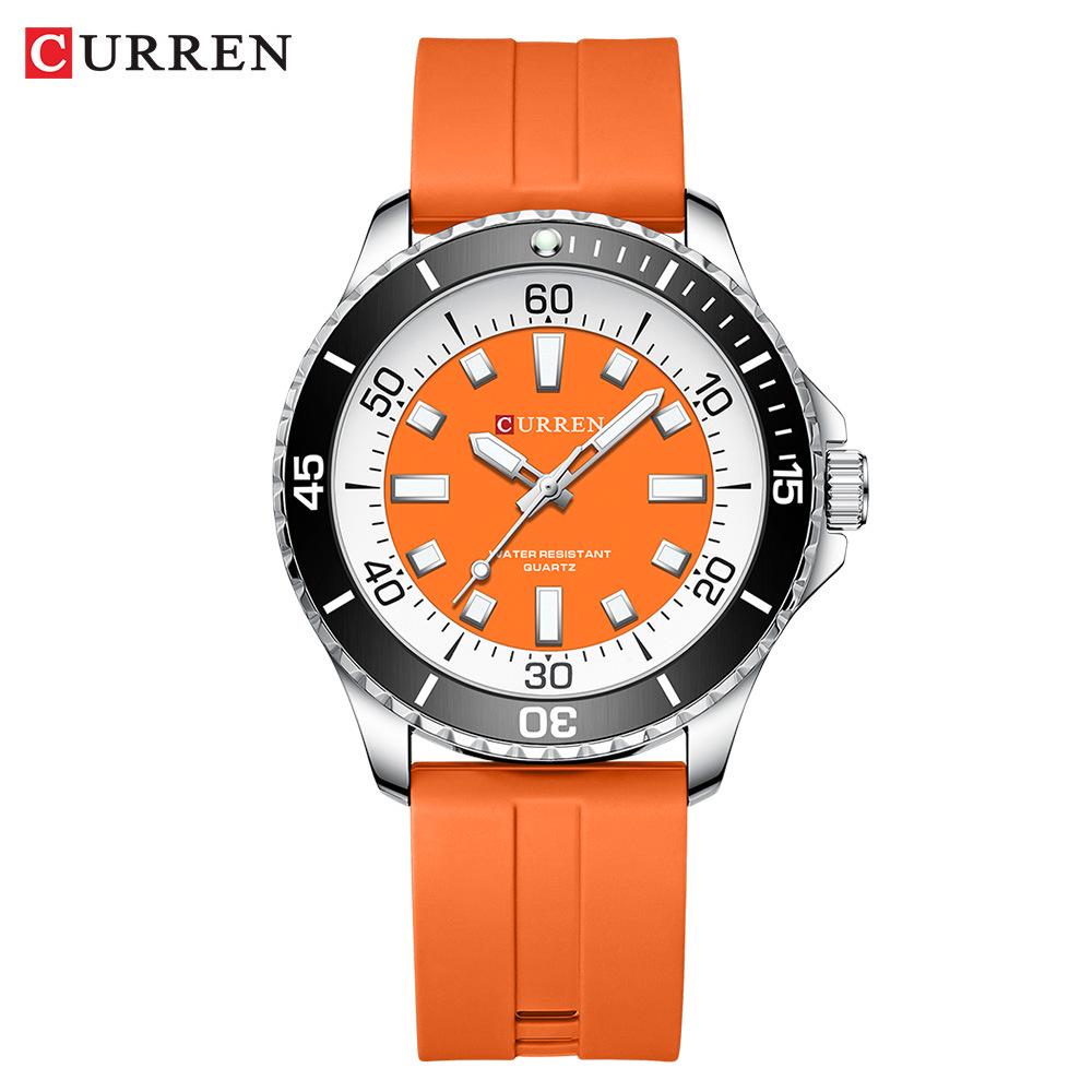 CURREN 8448 Unisex Waterproof Round Watch with Rubber Strap - Suitable for Men and Women
