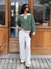 TEMU 2026 Autumn/Winter Gentle Commuting Knitwear: Diagonal Stripe Lapel Half-Button Loose Sweater
