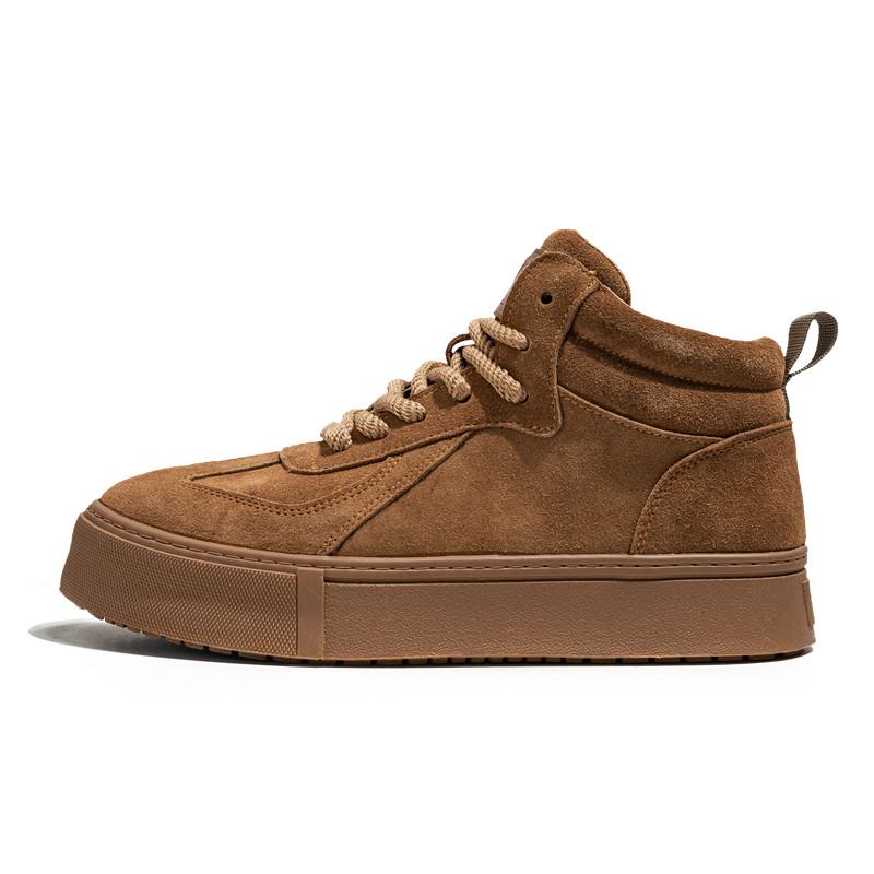 Fashion British Style Retro Men High Top Casual Shoes Designer Suede Leather Versatile Casual Platform Outdoor Walking Sneakers Lace Up