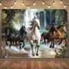 Printed Horse Tapestry Waterfall Wall Hanging Boho Home Decor Living Room Bedroom Aesthetic Blanket