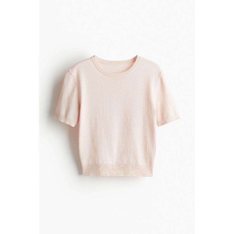 

HM Women s Fur Knitwear Autumn Fashion Casual Minimalist round Neck Silm Short Sleeve Pullover 1232470