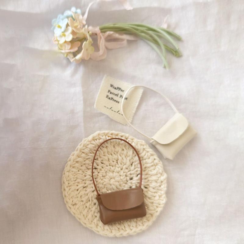 1Pcs 15-17cm Doll Handbag Lady Leather Bag PU Leather Purse Accessories Dollhouse Decoration Pretend Play Toy