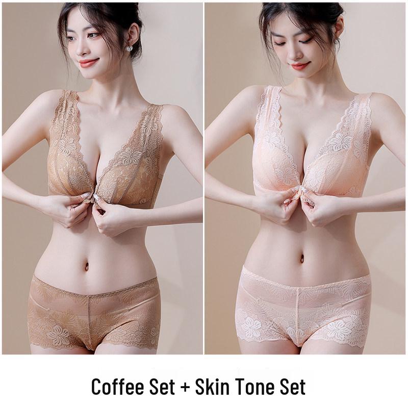 Red Year of the Rabbit Push-up Bra Set: Small Bust, Anti-Sag, Side Support, Bridal
