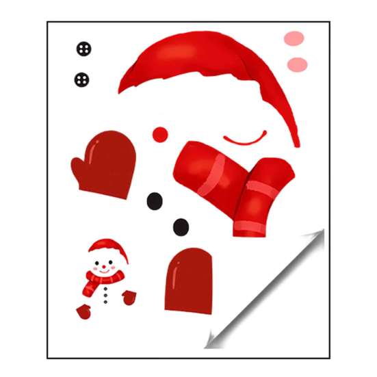 Creative Holiday Gifts Christmas Static Window Clings, Smiling Snowman Decals with Snowflake Transparent Film Patterns, Waterproof PVC Glass