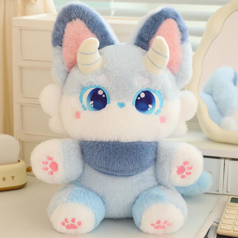 

Red Blue Mythical Fox Doll - Hugging Pillow Cushion for Girls Bed, Birthday Gift 35 cm