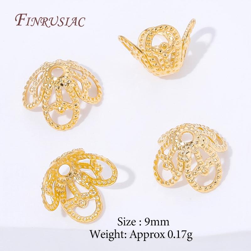10/20/30Pcs 18K Gold Plated Hollow Filigree Bead Caps Flower Shaped Spacer Bead Ends For Bracelet Necklace Earring Making