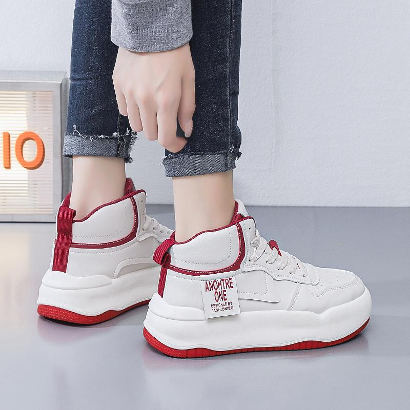 Women's Tennis Sneakers Light Breathable PU Casual Walking Shoes  Women Lace-up Platform Boots