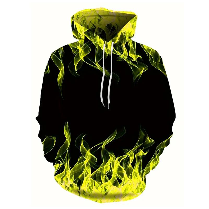 Fashionable Spring and Autumn Creative Flame Printed Hoodies Cool Men's Hoodies Popular