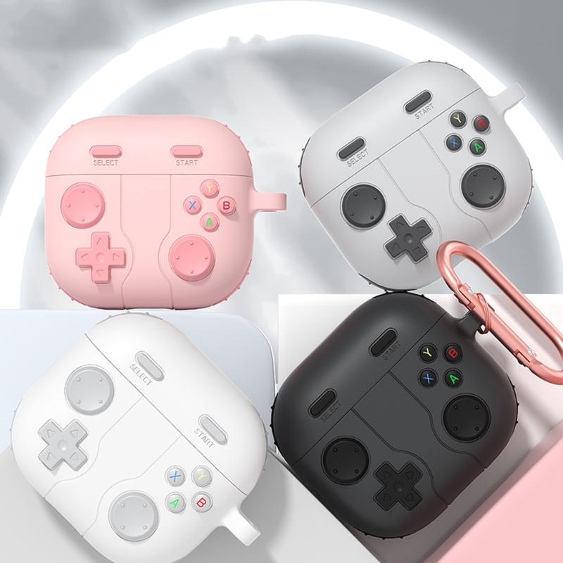 Customs Fit Protective Silicone Case For  Earbud Case With Gaming Consoles Design And Carabiner Clip