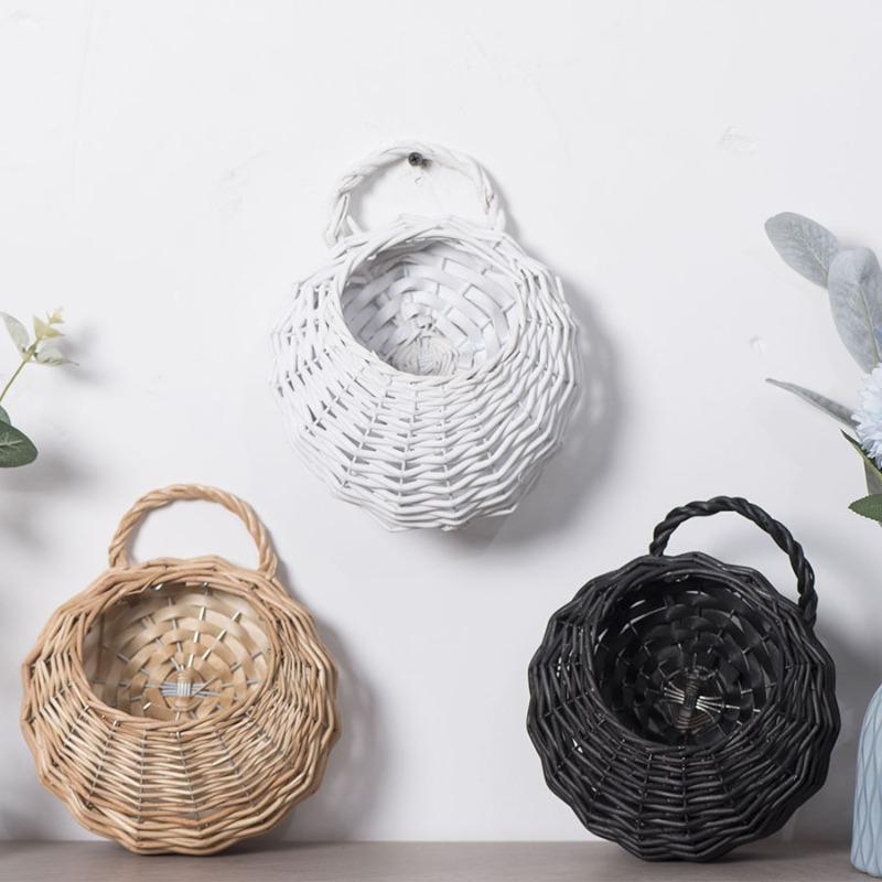 Rattan Flower Basket Willow Wall Hanging Flower Pot Creative Hand Woven Hanging Flower Basket Storage Basket Succulent Wall Hanging Flower Pot