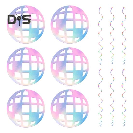 

Подвесные завитки в стиле диско-шаров 70-х годов, вырезанные элементы для вечеринок в стиле ретро-диско, баннеры, растяжки, подвесные украшения для потолка, товары для вечеринок по случаю дня рождения 1970-х годов 6pcs