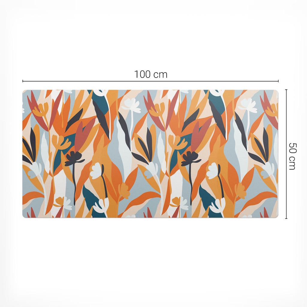 Vinyl Desk Mat with Stylish Abstract Leaf Print 100X50 Cm