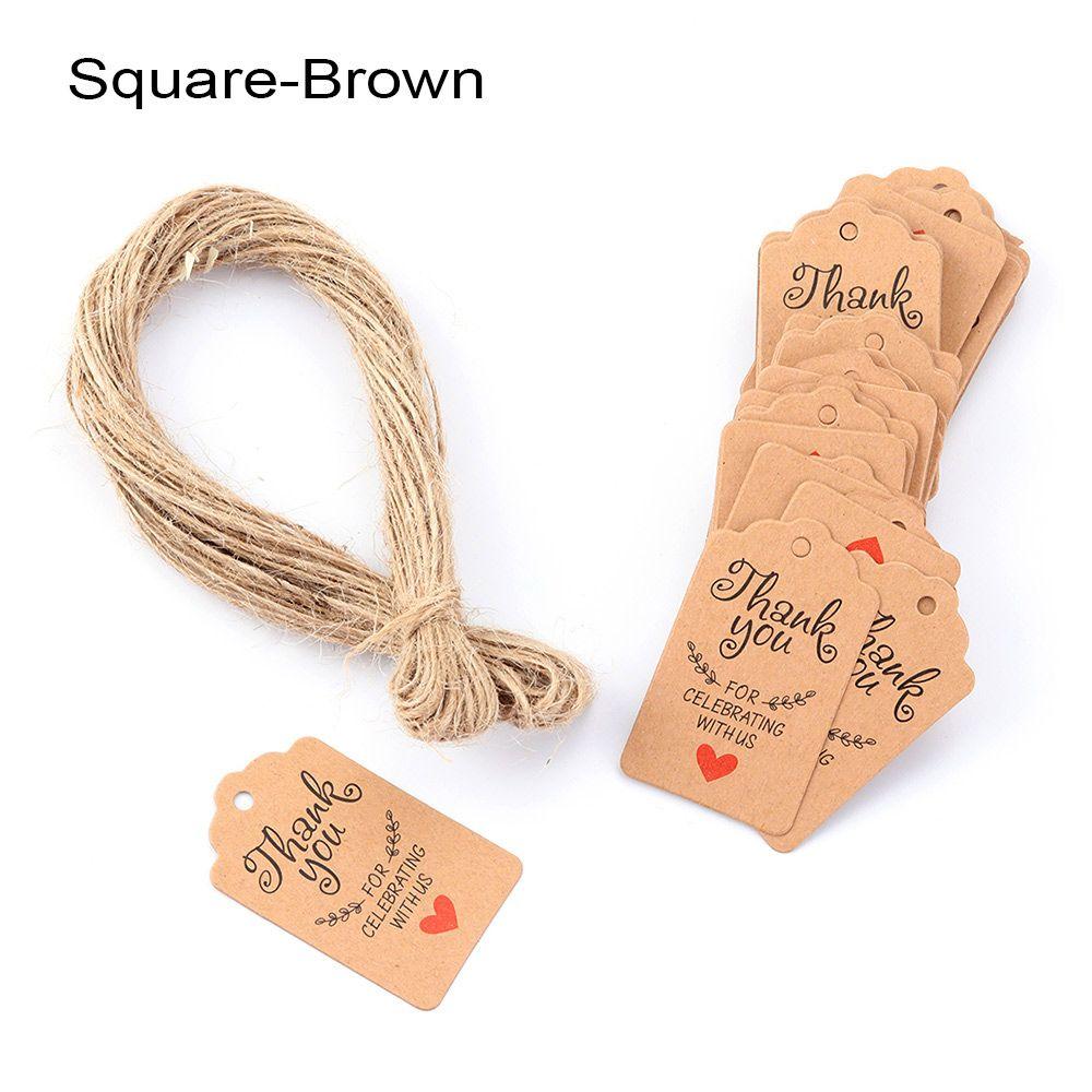 

Свадебные принадлежности Круглые этикетки для садоводства Счастливого Рождества Бирка для подвешивания Бирки из крафт-бумаги Этикетки с благодарностью Square-Brown