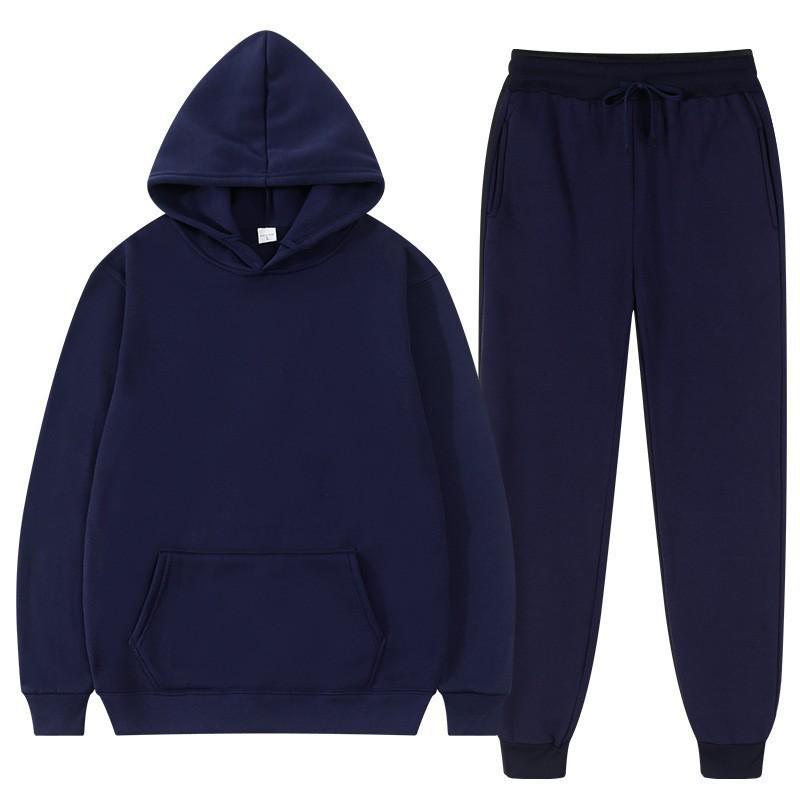 Mens Casual Sport Tracksuit Couples Solid Color Hoodie Set Long Sleeve Sweatpants Winter Outfit