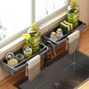 Kitchen Faucet Storage Rack Adjustable Hole-free Drain Rack With Drain Tray Sink Rack Wall-mounted Sponge Storage Shelf
