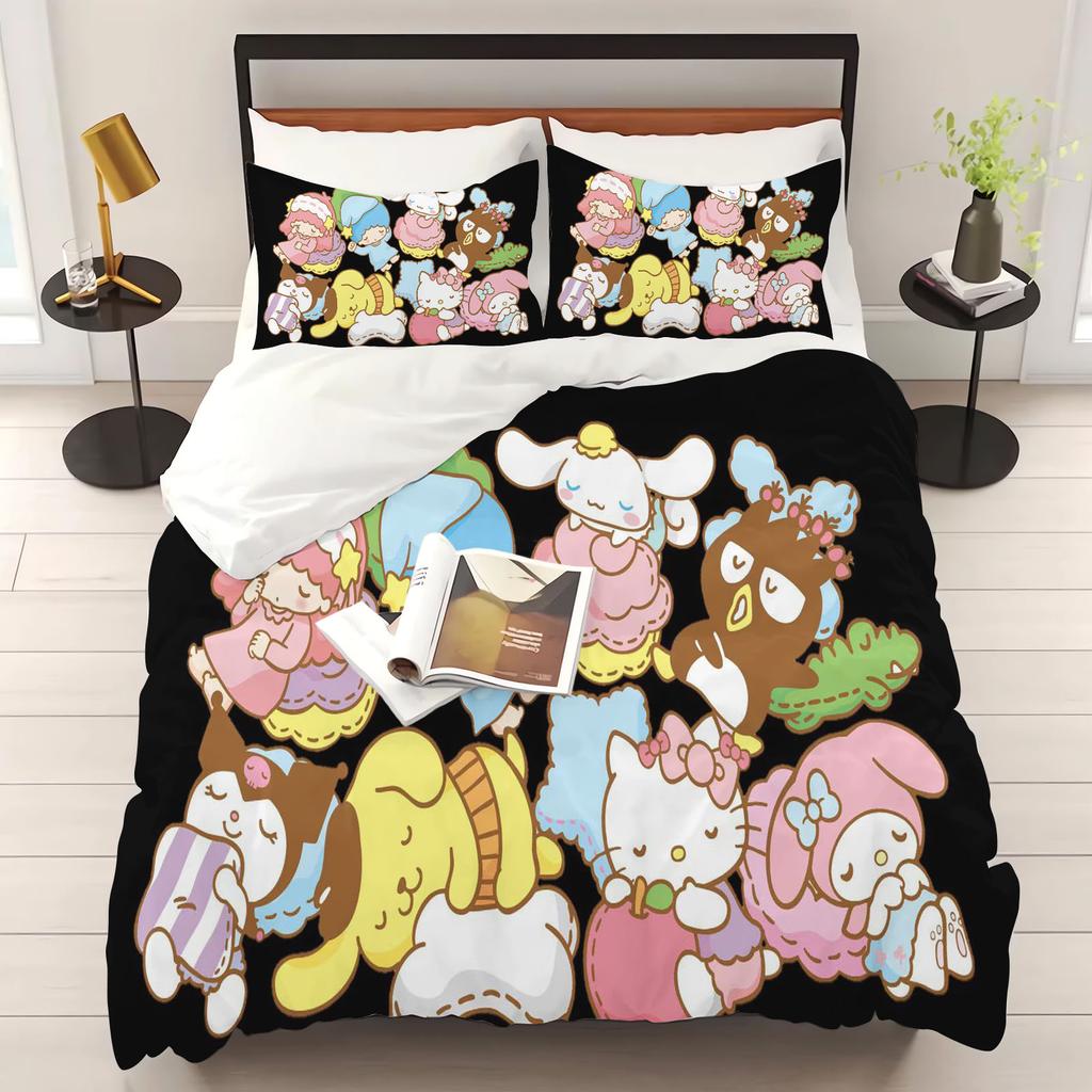 Sanrio Series 3-Piece  One Piece Bedding Set Comforte Luxus  Exquisite Birthday Gift  Polyester Home Decor